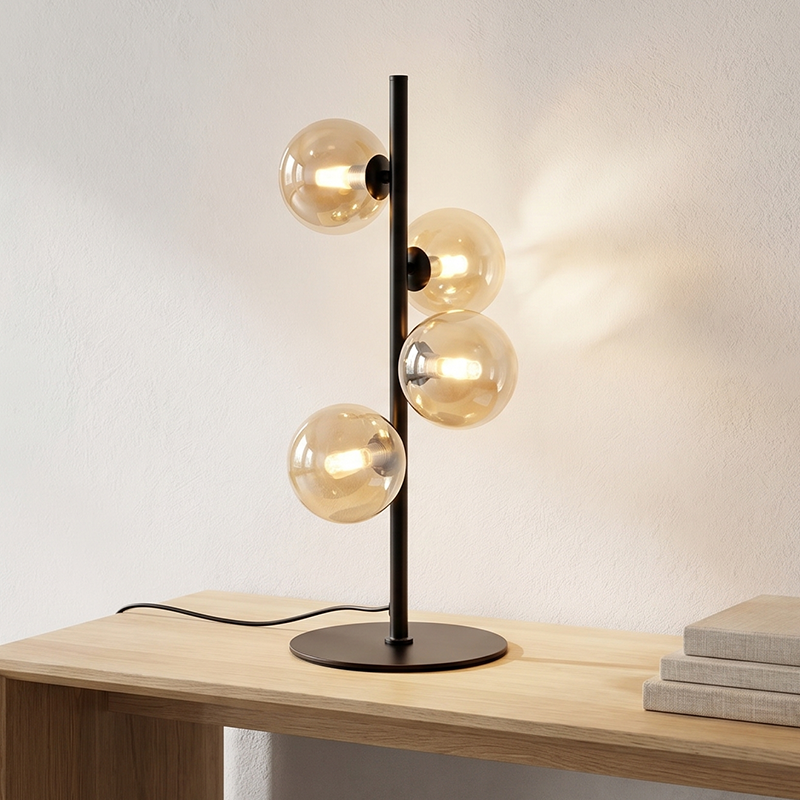 Dizajnerska stolna lampa jantarna, Remo, s prekidačem Dizajnerska stolna lampa jantarna, Remo, s prekidačem