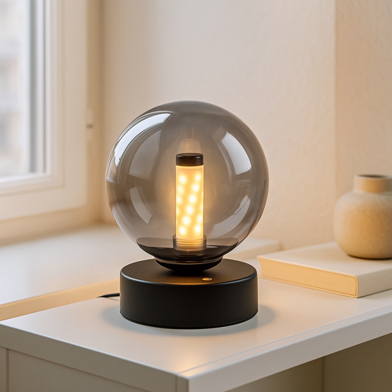 Moderna punjiva stolna lampa crna, Theo, 2 W, LED 3000 K, IP44, s 3-stupanjskim prigušivanjem
