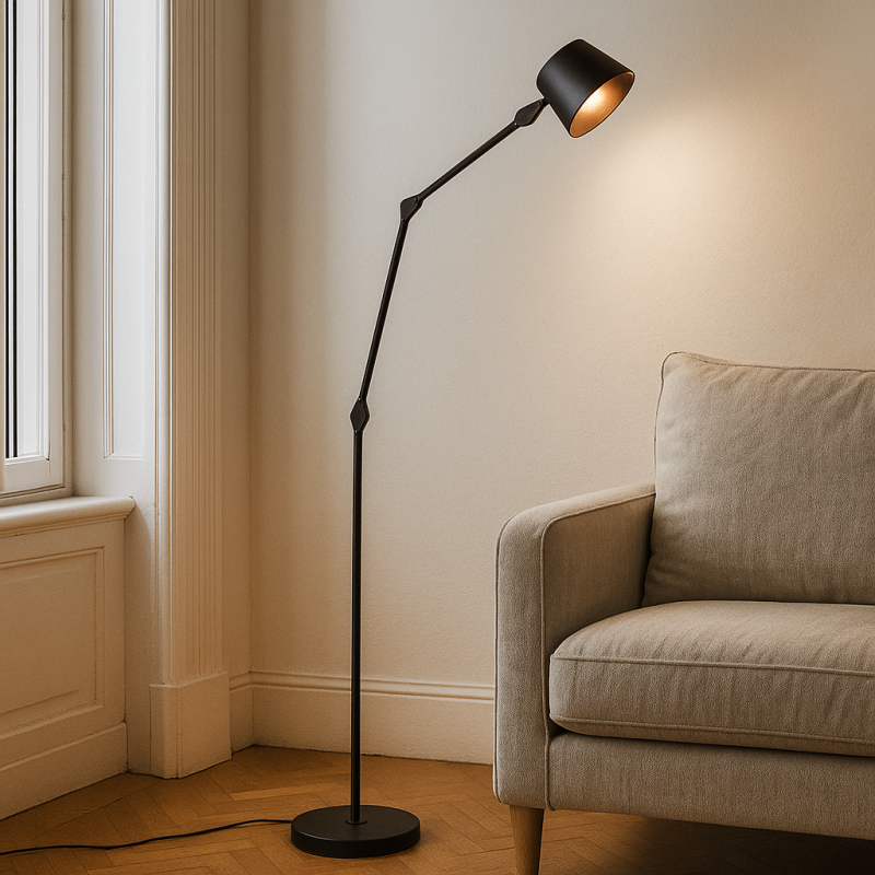 Moderna podna lampa crna, Rinke, s prekidačem