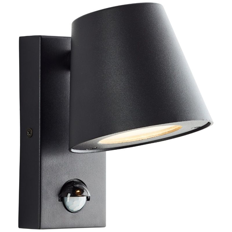Metalna vanjska zidna lampa sa senzorom pokreta crna, Wies, IP44
