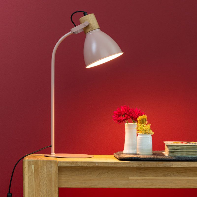 Rustikalna stolna lampa roza, Thalina, s prekidačem