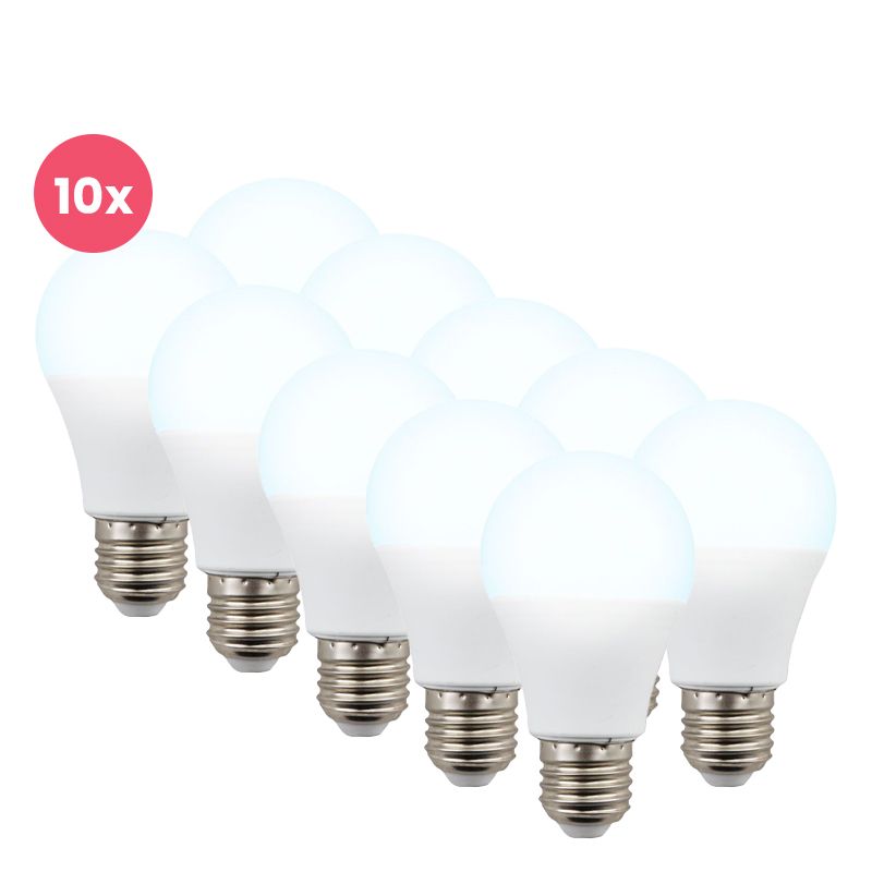 Pakiranje od 10 Lagiba E27 LED žarulja Bradley, A60, 7W, 6500K