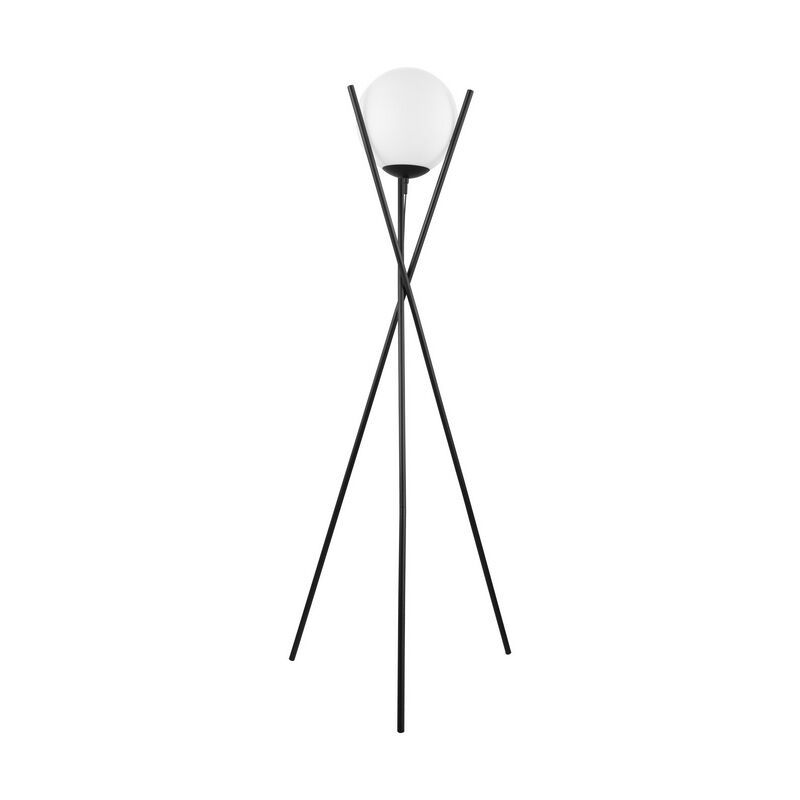 Čelična retro podna lampa crna, Tjardo, s prekidačem