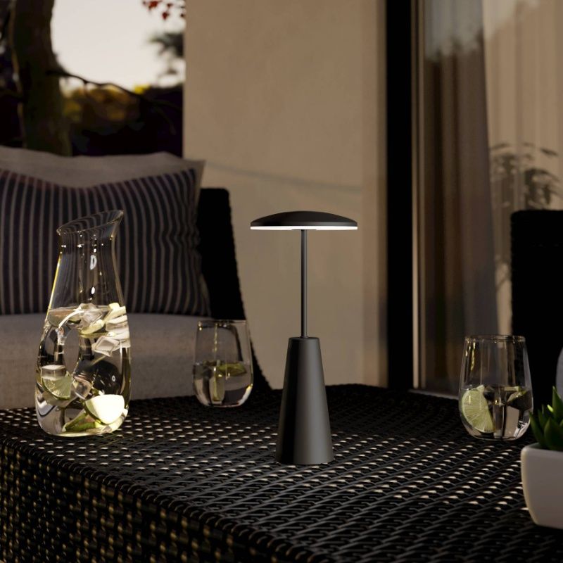 Čelična moderna stolna lampa crna, Ishika, 2,8 W, LED white switch, IP54, s dodirnim prigušivačem
