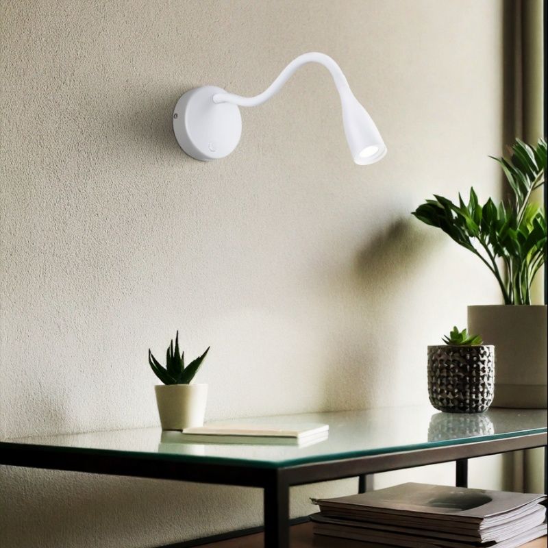 Plastična moderna zidna lampa bijela, Obbe, 3,8 W, LED 3000 K, s prekidačem