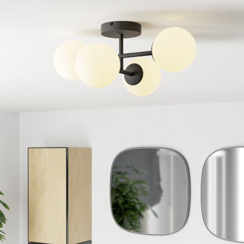 Čelična moderna stropna rasvjeta crna, Cornee, 4,2 W, LED 2700 K, IP44
