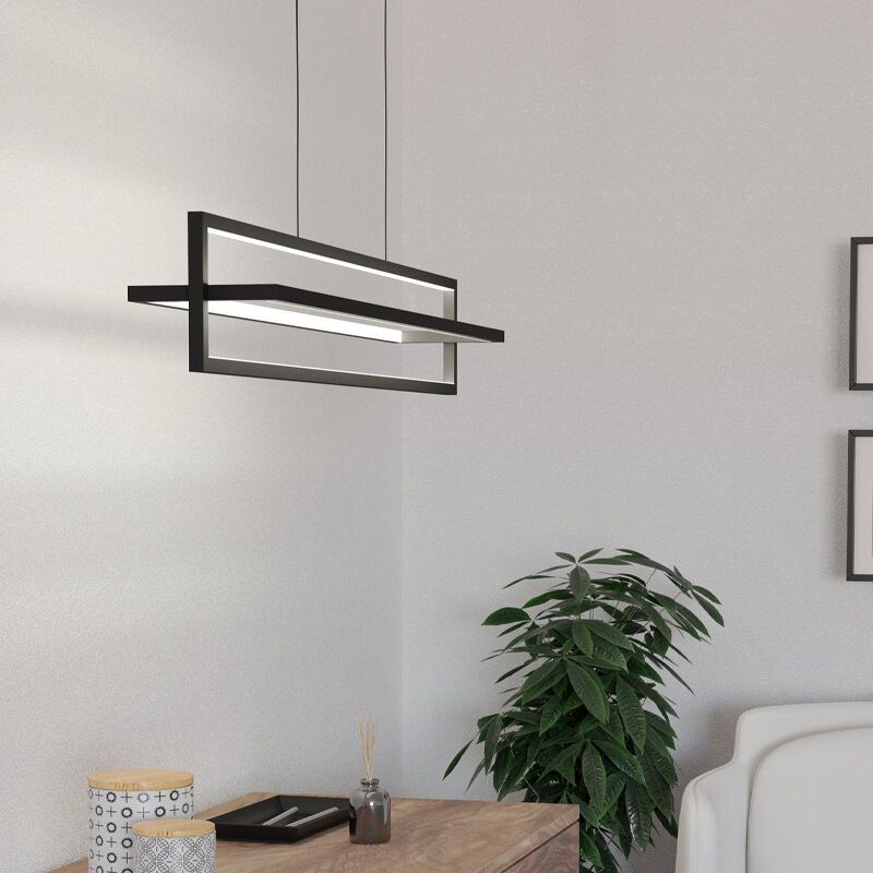Aluminijska moderna visilica crna, Lianne, 34 W, LED podesiv od tople do hladne bijele, s 3-stupanjskim prigušivanjem