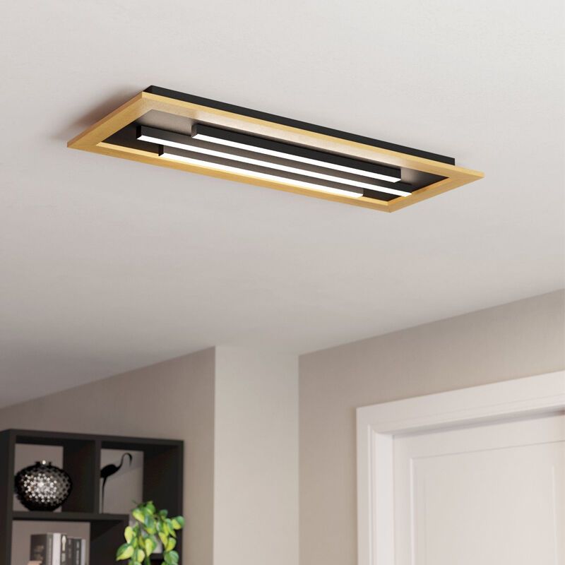 Aluminijska dizajnerska plafonjera drvena, Kyllian, 9 W, LED podesiv od tople do hladne bijele, s 3-stupanjskim prigušivanjem