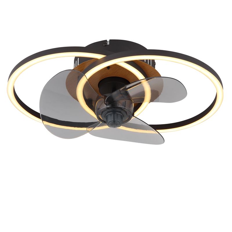Crni metalni stropni ventilator, Leif, 24W, podesiva LED svjetlost od tople do hladne bijele, s daljinskim upravljačem
