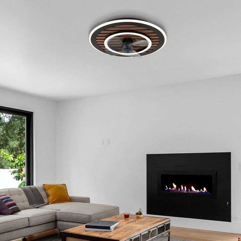 Crni metalni stropni ventilator, Maha, 36W, podesiva LED svjetlost od tople do hladne bijele, s daljinskim upravljačem