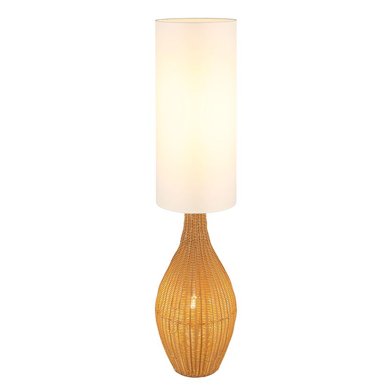 Tkaninska rustikalna podna lampa bijela, Nelleke, s prekidačem