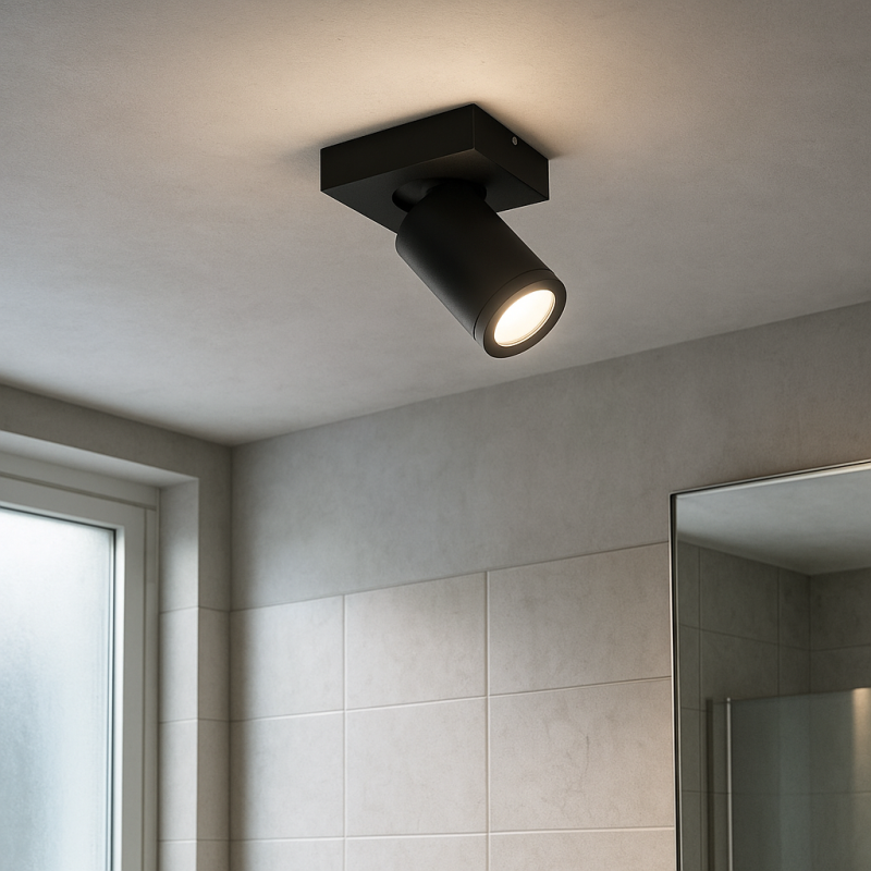 Moderni stropni reflektor crni, Kenan, IP44
