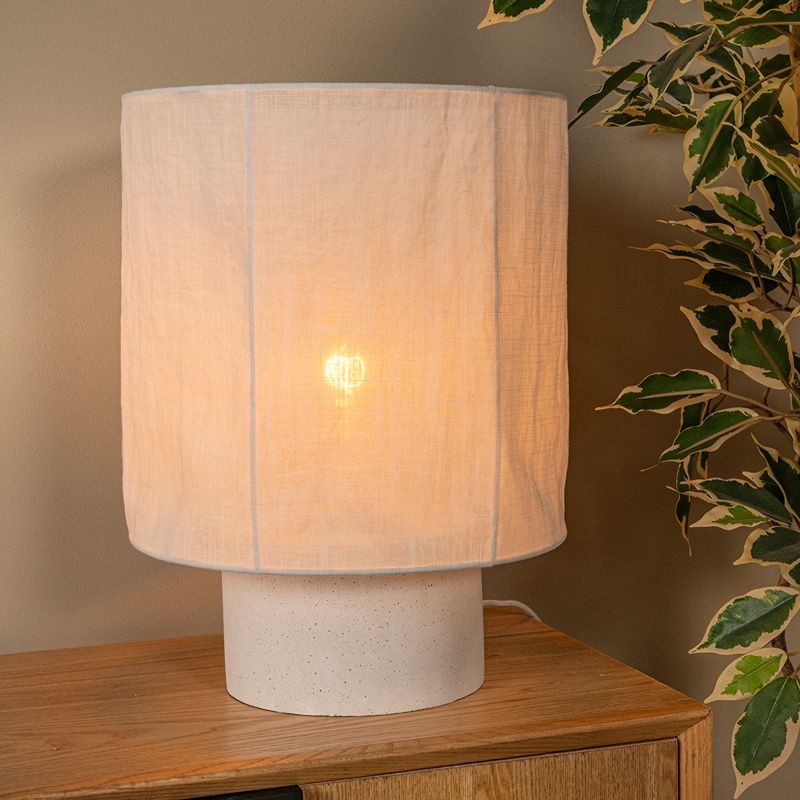 Bijela stolna lampa rustikalna, Tissaja, s prekidačem Bijela stolna lampa rustikalna, Tissaja, s prekidačem