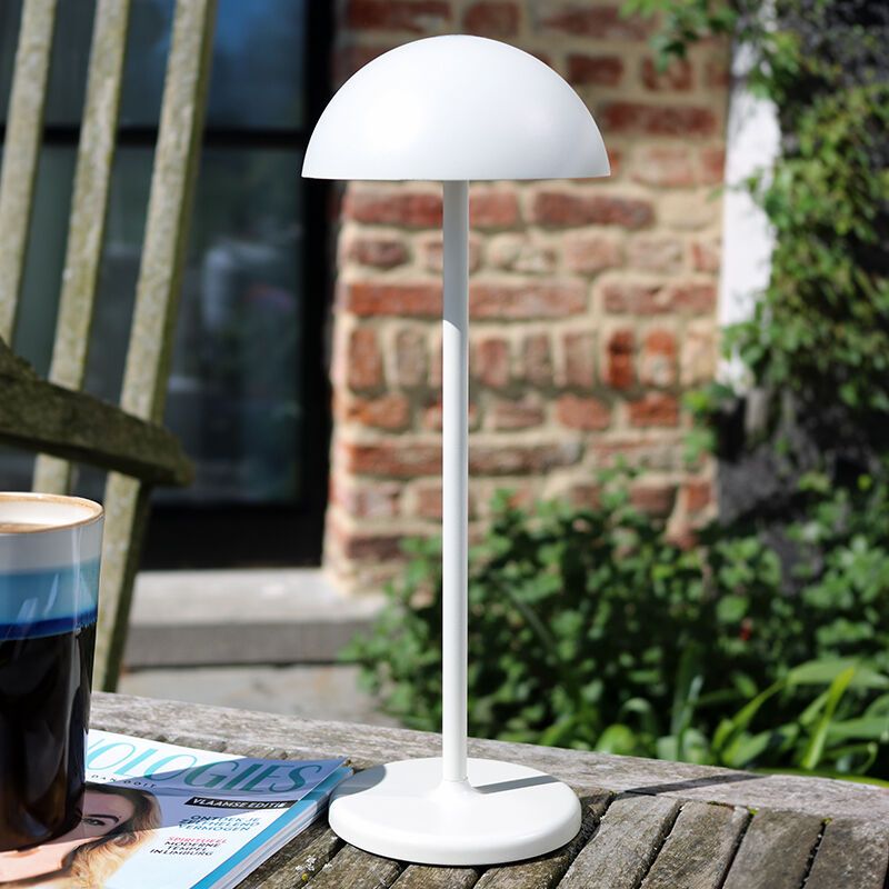 Bijela vanjska stolna lampa retro, Joy, 1,5 W, LED 3000 K, IP54, s dodirnim prigušivačem