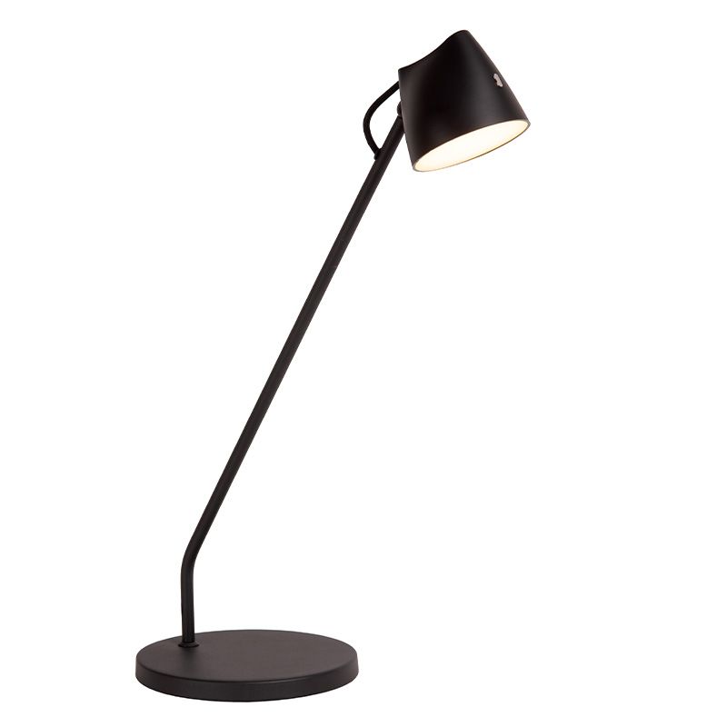 Crna stolna lampa rustikalna, Milne, 6 W, LED 2700 K, s dodirnim prigušivačem