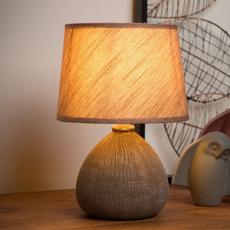 Keramička stolna lampa smeđa, Ramzi, s prekidačem Keramička stolna lampa smeđa, Ramzi, s prekidačem