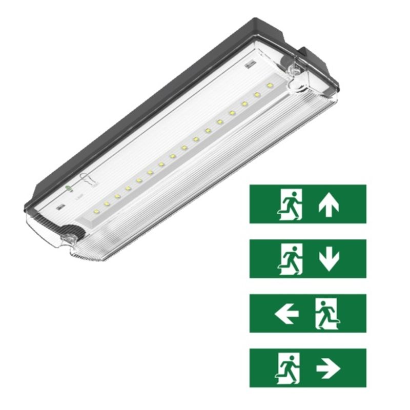 Crna rasvjeta za nuždu uklj. piktograme, Pedram, 3W, 6500K LED, IP66 Crna rasvjeta za nuždu uklj. piktograme, Pedram, 3W, 6500K LED, IP66