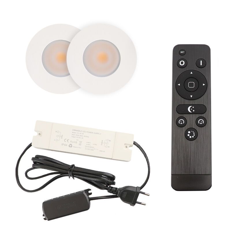 Aluminijska ugradbena lampa za verandu bijela, Dico, 3 W, LED 2700 K, IP65, s daljinskim upravljačem