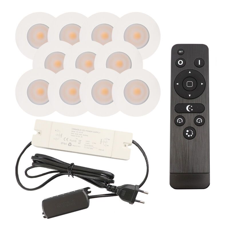 Aluminijska ugradbena lampa za verandu bijela, Dico, 3 W, LED 2700 K, IP65, s daljinskim upravljačem