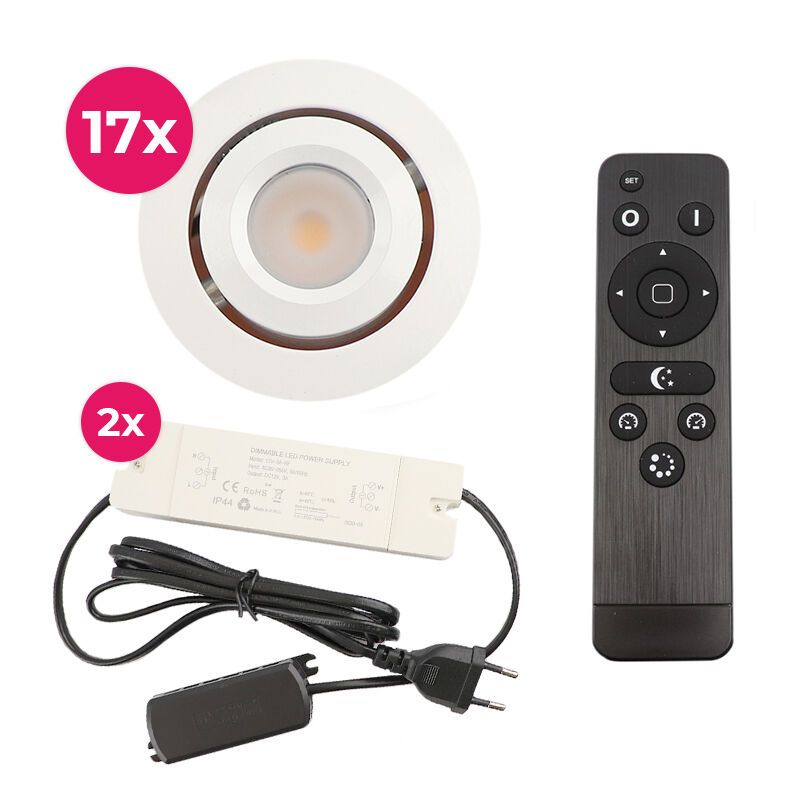 Aluminijska ugradbena lampa za verandu bijela, Rona, 3 W, LED 2700 K, IP44, s daljinskim upravljačem