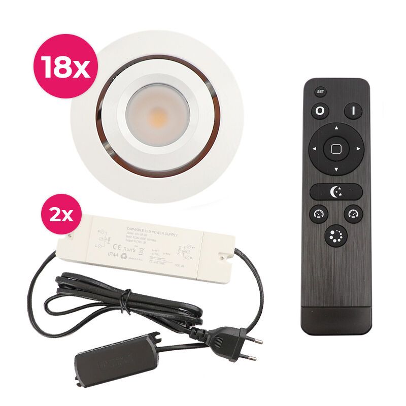Aluminijska ugradbena lampa za verandu bijela, Rona, 3 W, LED 2700 K, IP44, s daljinskim upravljačem
