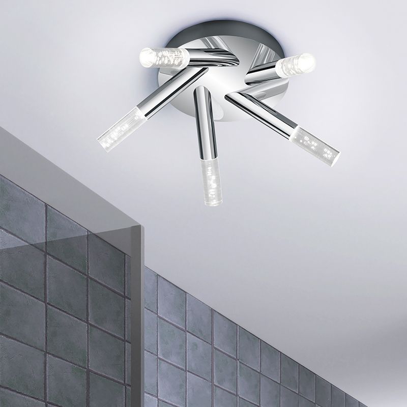 Krom stropna svjetiljka za kupaonicu dizajnerska, Delfina, 3,1 W, LED 3000 K, IP44