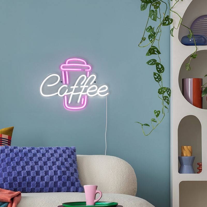 Prozirna zidna lampa plastična, Coffee, 5 W, LED roza, s prekidačem Prozirna zidna lampa plastična, Coffee, 5 W, LED roza, s prekidačem