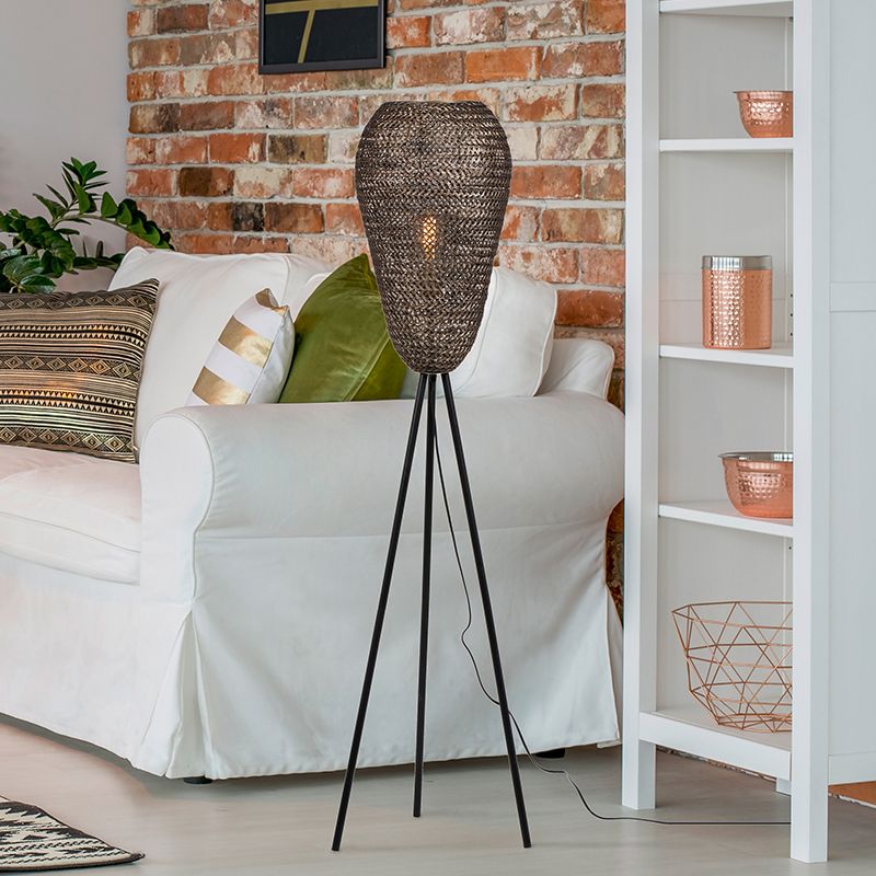 Mjeda podna lampa rustikalna, Mohcine, s prekidačem Mjeda podna lampa rustikalna, Mohcine, s prekidačem