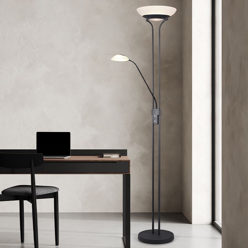 Crna podna lampa za čitanje moderna, Orson, 27 W, LED 3000 K, s dodirnim prigušivačem