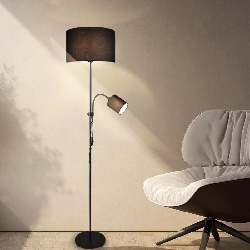 Crna podna lampa za čitanje moderna, Edina, s prekidačem