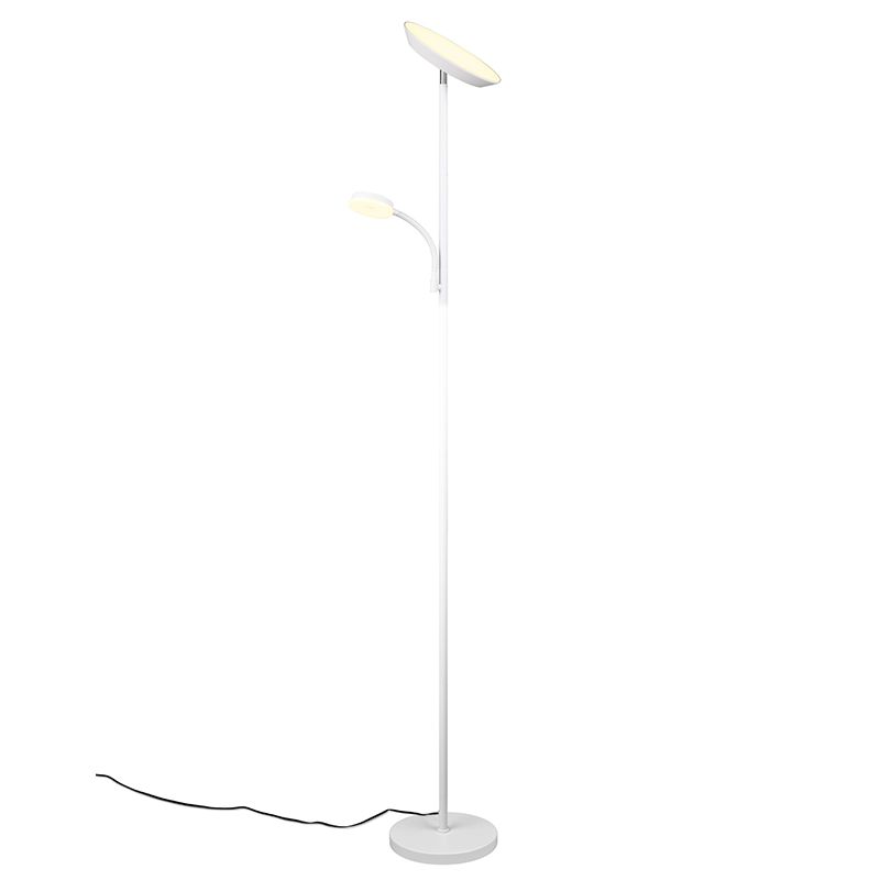 Bijela podna lampa moderna, Shahid, 17 W, LED podesiv od tople do hladne bijele, s dodirnim prigušivačem Bijela podna lampa moderna, Shahid, 17 W, LED podesiv od tople do hladne bijele, s dodirnim prigušivačem