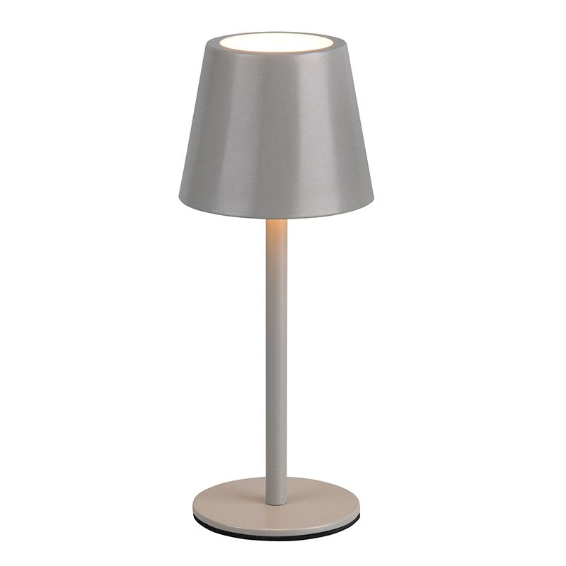 Siva punjiva stolna lampa metalna, Priya, 1,6 W, LED podesiv od tople do hladne bijele, s 3-stupanjskim prigušivanjem
