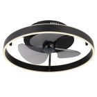 Crni moderni plastični stropni ventilator, Joos, 40W, podesiva LED svjetlost od tople do hladne bijele, s daljinskim upravljačem
