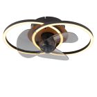 Crni metalni stropni ventilator, Leif, 24W, podesiva LED svjetlost od tople do hladne bijele, s daljinskim upravljačem