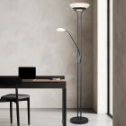 Crna podna lampa za čitanje moderna, Orson, 27 W, LED 3000 K, s dodirnim prigušivačem