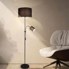 Crna podna lampa za čitanje moderna, Edina, s prekidačem