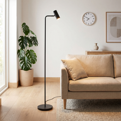 Moderna podna lampa crna, Carlos, s prekidačem