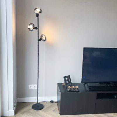 Dizajnerska podna lampa crna, Skip, s prekidačem