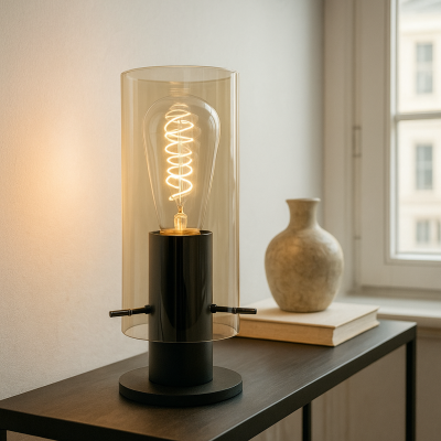 Dizajnerska stolna lampa jantarna, Dilaram, s prekidačem
