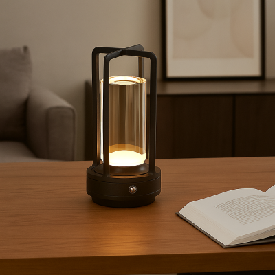 Moderna punjiva stolna lampa crna, Elian, 3 W, LED podesiv od tople do hladne bijele, s prekidačem