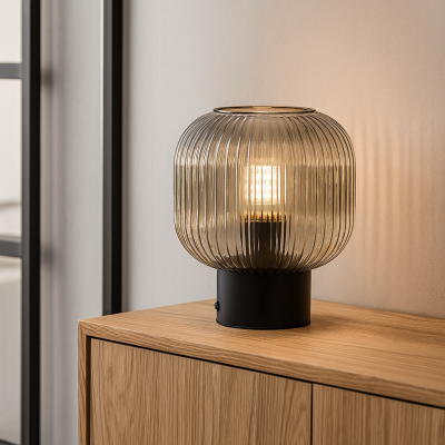 Retro stolna lampa siva, Charlois, s prekidačem