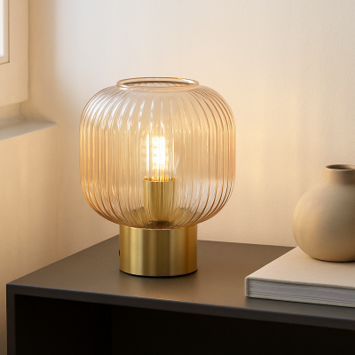 Retro stolna lampa roza, Charlois, s prekidačem