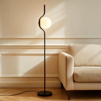 Moderna podna lampa crna, Merel, s prekidačem