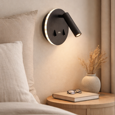 Moderna zidna lampa crna, Alec, 9 W, LED 3000 K, s prekidačem