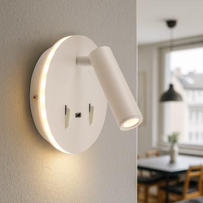 Moderna zidna lampa bijela, Alec, 9 W, LED 3000 K, s prekidačem
