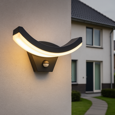 Moderna vanjska zidna lampa sa senzorom pokreta crna, Annemay, 7 W, LED 3000 K, IP54