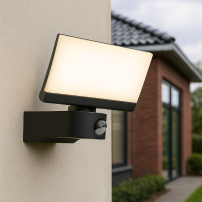 Moderna vanjska zidna lampa sa senzorom pokreta crna, Leonie, 24 W, LED 3000 K, IP54