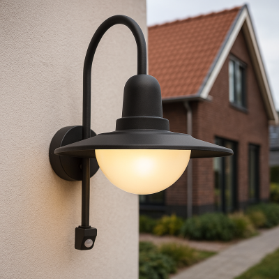 Klasična vanjska zidna lampa sa senzorom pokreta crna, Rolin, IP54