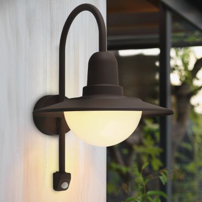Klasična vanjska zidna lampa sa senzorom pokreta hrđavo crvena, Rolin, IP54
