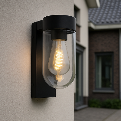 Aluminijska vanjska zidna lampa s senzorom za sumrak crna, Bella, IP44